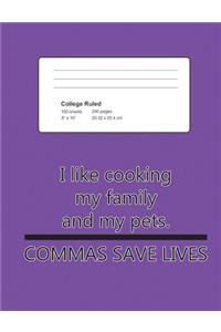 Composition Notebook College Ruled Neon Purple - Commas Save Lives