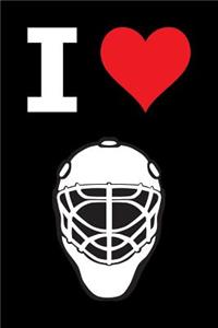 Blank Notebook - 100 Pages - I Love Hockey - Goalie Mask