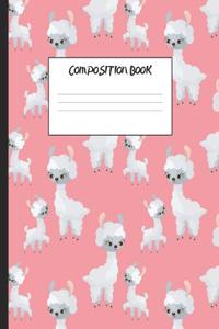 Composition Book: Cute Llama Family, 200 Pages, College Ruled (7.44 X 9.69)