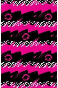 Bullet Journal Pink Lips - Abstract Pink and Black Pattern