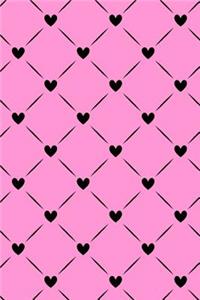 Journal Notebook Black Quilted Hearts Pattern 3