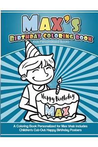 Max's Birthday Coloring Book Kids Personalized Books