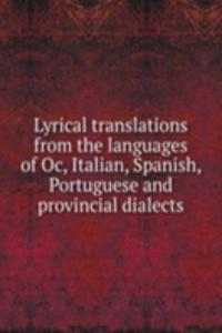 LYRICAL TRANSLATIONS FROM THE LANGUAGES