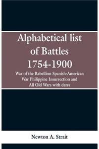 Alphabetical list of Battles 1754-1900