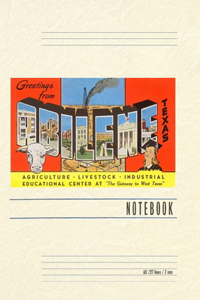 Vintage Lined Notebook Greetings from Abilene, Texas