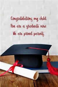 Congratulations my child. You are a graduate now. We are proud parents.