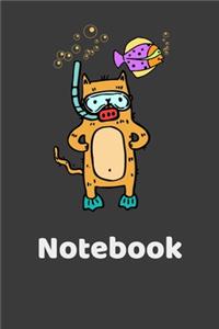 Notebook: Diving Cat Squared Line Black Notebook / Journal Gift (6 x 9 - 120 pages)