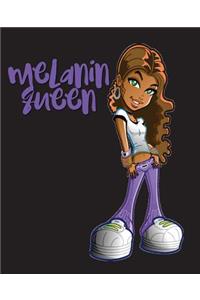 Melanin Queen: Purple Girl College Ruled Notebook (7.5 X 9.25) 200 Pages(college Notebook, Ruled Notebook,200 Page Composition Book,200 Page Journal,200 Page Notebook,200 Ruled Paper)