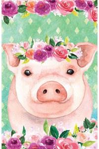 Bullet Journal for Animal Lovers Pink Pig in Flowers: 162 Numbered Pages with 150 Dot Grid Pages, 6 Index Pages and 2 Key Pages in Easy to Carry 5.5 X 8.5 Size.