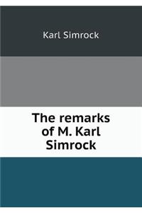 The Remarks of M. Karl Simrock