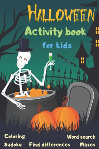 Halloween Activity Book Coloring Mazes Sudoku Word search Find differences for Kids