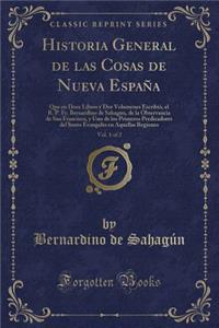 Historia General de Las Cosas de Nueva Espaï¿½a, Vol. 1 of 2: Que En Doce Libros y DOS Volumenes Escribiï¿½, El R. P. Fr. Bernardino de Sahagun, de la Observancia de San Francisco, y Uno de Los Primeros Predicadores del Santo Evangelio En Aquellas