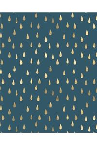 Back To School Notebook - Cute Gold Raindrop Design with SOFT Cover