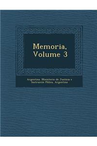 Memoria, Volume 3