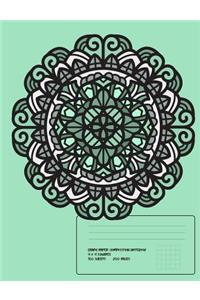 Contemporary Mandala Blue Composition Notebook 4x4 Graph Paper
