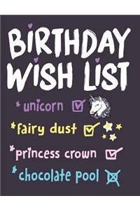 Birthday wish list