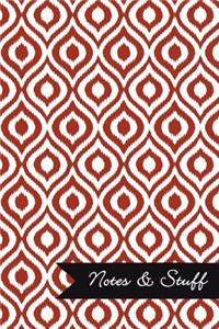 Notes & Stuff - Brick Red Lined Notebook in Ikat Pattern