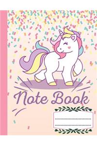 Notebook Composition Book Wide Ruled Kawaii Pink Unicorn, Writer's Notebook for School / student / office / teacher