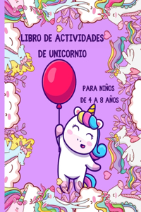 Libro de actividades de unicornio para niños de 4 a 8 años