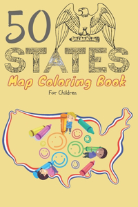 50 States map coloring book for children