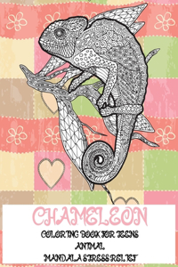 Animal Coloring Book for Teens - Mandala Stress Relief - Chameleon
