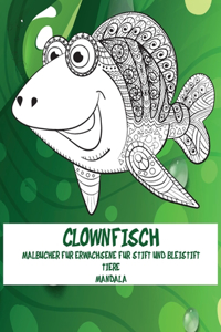 Malbücher für Erwachsene für Stift und Bleistift - Mandala - Tiere - Clownfisch