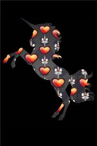 Black And Red Heart Unicorn