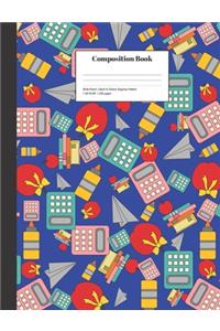 Composition Book Wide-Ruled Back to School Supplies Pattern