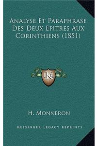 Analyse Et Paraphrase Des Deux Epitres Aux Corinthiens (1851)