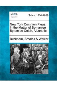 New York Common Pleas. in the Matter of Bomanjee Byramjee Colah, a Lunatic