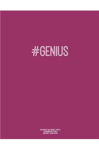 Notebook for Cornell Notes, 120 Numbered Pages, #GENIUS, Plum Cover
