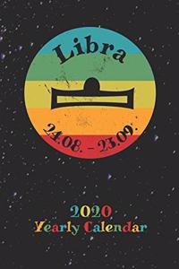 2020 Yearly Calendar - Zodiac Sign Libra
