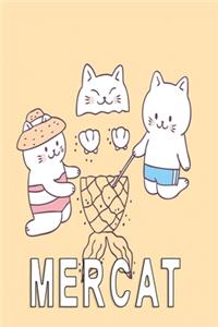 Mercat: Notebook, Diary and Journal with 120 Lined Pages with beach kitty