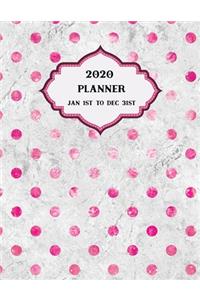 2020 Planner Weekly and Monthly Marble Pink Dots