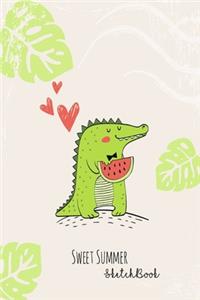 Sketchbook: Sweet Summer Cute Crocodile Watermelon - Notebook for Drawing, Writing, Painting, Doodling or Sketching, 120 Pages, 6x9 Blank Paper for kids