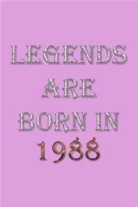 Legends Are Born In 1988 Notebook