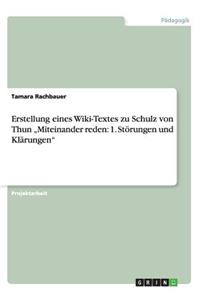 Erstellung eines Wiki-Textes zu Schulz von Thun 