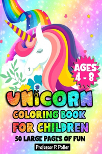 Unicorn coloring book for children ages 4-8