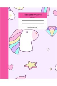 Wide Ruled Notebook Unicorn Composition Book