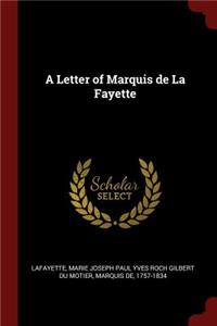 A Letter of Marquis de la Fayette