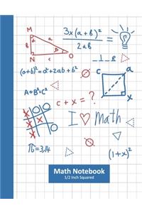 Math Notebook 1/2 Inch Squares