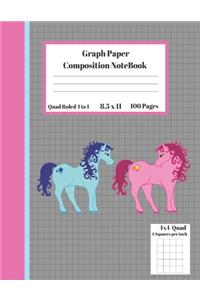 Graph Composition Notebook 4 Squares per inch 4x4 Quad Ruled 4 to 1 / 8.5 x 11 100 Sheets