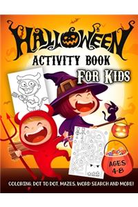 Halloween Activity Book for Kids Ages 4-8