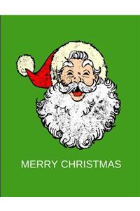 Merry Christmas Vintage Santa Claus Green Journal Notebook 8.5 X 11 (150 Pages )