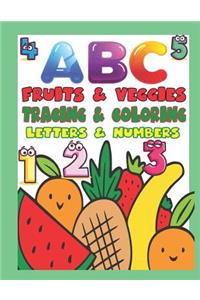 ABC Fruits & Veggies Tracing & Coloring Letters & Numbers