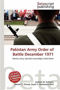 Pakistan Army Order of Battle December 1971