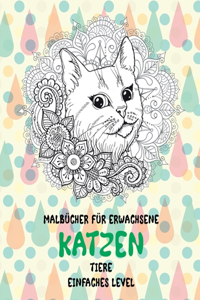 Malbücher für Erwachsene - Einfaches Level - Tiere - Katzen