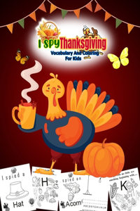 I Spy Thanksgiving vocabulary and coloring for Kids