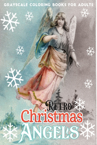 Grayscale coloring book for adults retro christmas angels