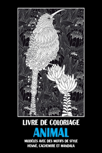 Animal - Livre de coloriage - Modèles avec des motifs de style henné, cachemire et mandala